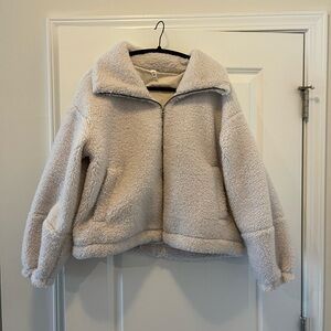 Lululemon Athletica White Sherpa Bomber Jacket